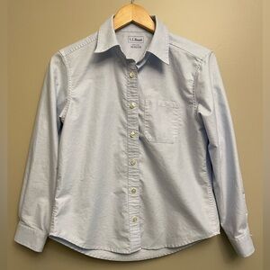 LL Bean Blue Dress Shirt Button Up XS Petite